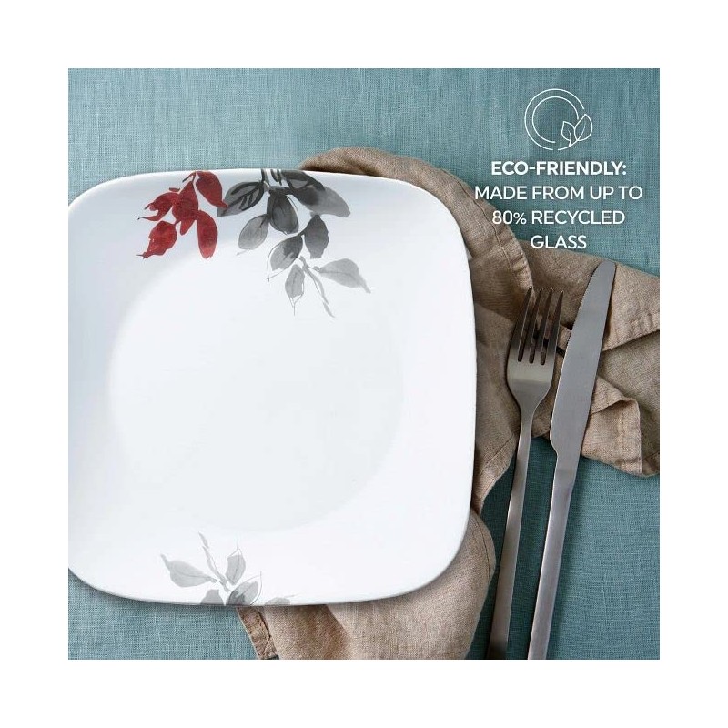 Corelle Kyoto Leaves 16pc, Service for 4, Dinnerware Set, 8