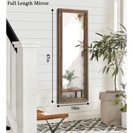 AAZZKANG Hanging Mirror Full Length Retro Large Wooden Framed Full Body Mirrors 47"x16" for Bedroom Living Room Bathroom Wall Mounted Vertically or Horizontally