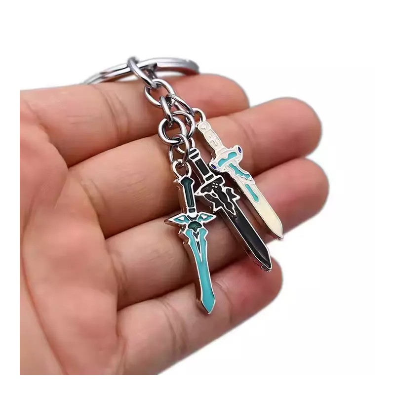Sword Art Online Keychain SAO Elucidator Pendant Metal Key Ring