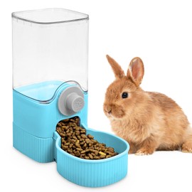 Fhiny Rabbit Food Dispenser, 40oz Large Capacity Hanging Gravity Bunny Feeder for Cage Automatic Guinea Pig Feeding Bowls Pet Food Storage for Guinea Pig Bunny Ferret Chinchilla Cat Puppy