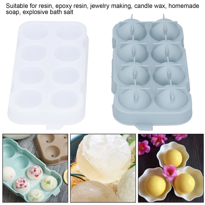 Ice Ball Maker Mold 8Hole Round Silicone Sphere Tray with