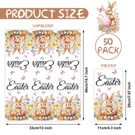 50 PCS Happy Easter Guest Napkins Easter Bunny Floral Paper Napkin 3 Ply Disposable Rabbit Egg Flower Decorative Hand Towels for Bathroom Spring Party Dinner Table Decor Home Kitchen Supplies
