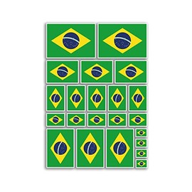 A4 Sticker Sheet Brazil Flags Vinyl Stickers - Brazilian America Country World National Flag Vacation Travel Holiday Car Aesthetic #80085