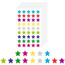 FUZVOL 1350 Counts / 30 Sheets 9 Colours Small Star Stickers, Colorful Star Stickers for Kids Reward Students and Teachers, 0.5" Diameter Stars Stickers for Reward Chart