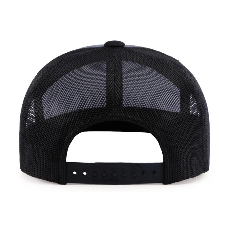 Pacific Headwear Standard 6-Panel Arch Trucker Snapback Cap, White/Graphite/Black