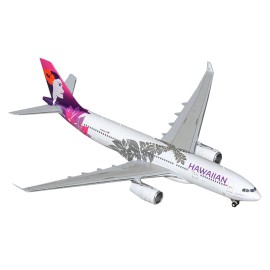 DCD Airbus A330-200 Commercial Aircraft "Hawaiian Airlines" (N389HA) White with Purple Tail 1/400 Diecast Model Airplane by Gemi