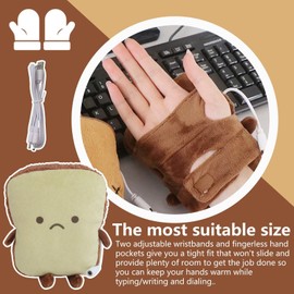 Zafina-UP New Mini Toast Hand Warmer Gloves,5V USB Heated Gloves,Quickly Give You Warmth-Warms You up All Winter-Beige Toast