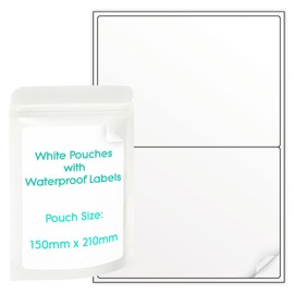 Evergreen Goods Etiketten, mattweiß, vorgeschnitten, mit Reißverschluss und Reißverschluss, Vinyl, 150 x 210 mm, 2 Stück