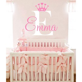 Custom Name Princess Wall Decal. Princess Crown Wall Sticker Princess Crown Wall Decals for Girls Bedroom Name Wall Decals for Girls with Crown Vinyl Wall Sticker Nursery Baby Girl Bedroom Decor vs129