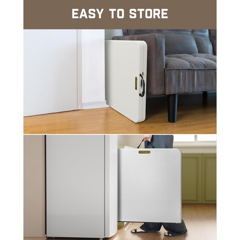 FanttikOutdoor 4ft Portable Folding Table, One-Handed Height Adjustment, 4 Heights,