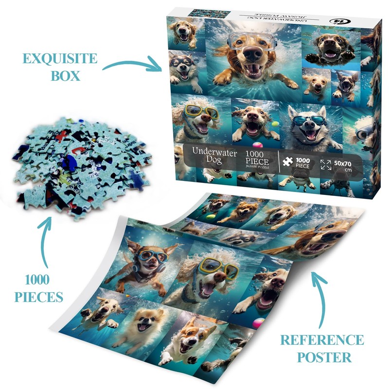 Dog Jigsaw Puzzle for Adults 1000 Piece, Funny Puppy Animal