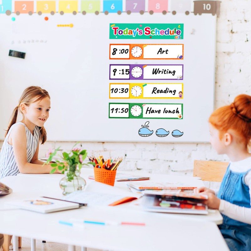 Lachilly 12 Pcs Daily Routines Schedule Cards, Schedule Pocket Chart