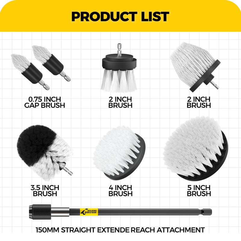Holikme 8 Piece Drill Brush Attachments Set, Power Scrubber Brush