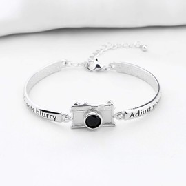 MYSOMY Photographer Bracelet When Life Get Blurry Adjust Your Focus Bracelet Photography Jewelry Gifts for Photographers Photography Lovers (White Gold)