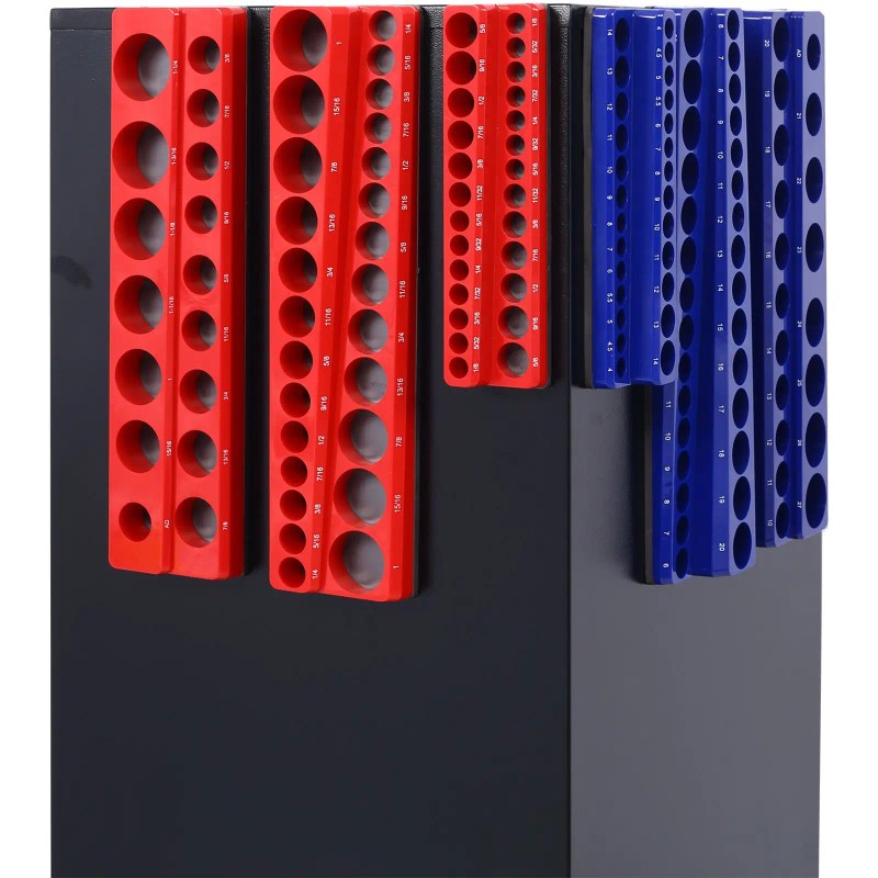 Socket Organizer Set Red Blue Metric SAE 1/4 3/8 1/2