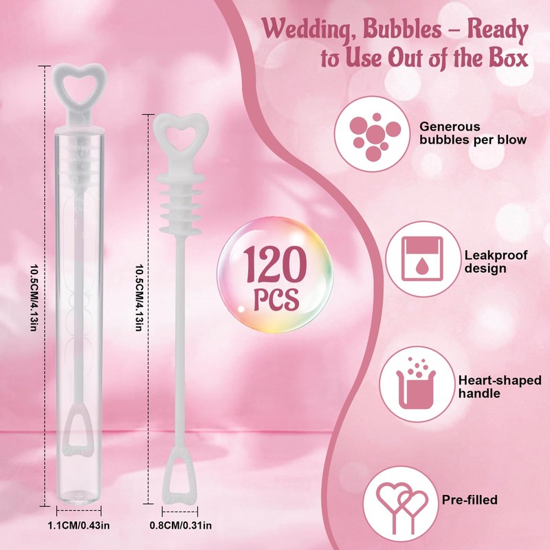 QUOTRE Soap Bubbles Wedding Pack, 120 Pieces Soap Bubbles Wedding