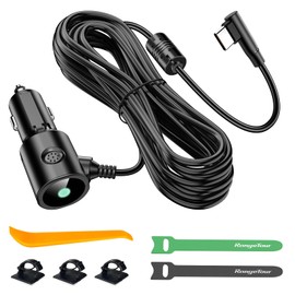 Range Tour Dash Camera Car Charger, USB-C Interfaces, L-Type Driving Recorders Power Cord Universal Car Adapter Power Cord 22AWG 3.5m/11.5ft 12V/24V to DC5V 2.5A