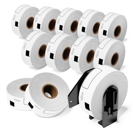 12x Compatible with Brother DK-1201 Standard Address Shipping Labels 29 mm x 90 mm(1.1" x 3.5") Die-Cut Papers for QL-800 QL-710W QL-810W QL-820NWBC Printer, 12 Rolls+1 Reusable Frame