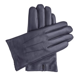 Downholme Classic Vegan Leather Gloves for Men (Dark Blue, M)