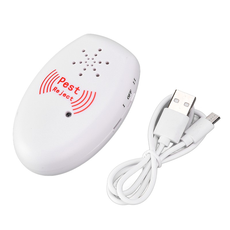 Multifunction Ultrasonic Electronic Mosquito Repellent Pest Repeller USB Rechargeable White
