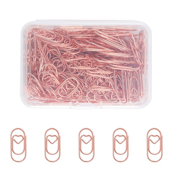 AIEX 210pcs 0.35x0.79inch Mini Paper Clips, Cute Love Heart Paper