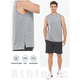 NORTHYARD Men's Athletic Workout Tank Top Running Gym Sleeveless Shirts Quick Dry Lightweight Training Sport Muscle Tank SMOKEHEATHER M