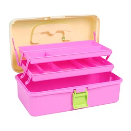 Art Student Storage Box Thickened Large 3 Layer Home Organizing Plastic Storage Case 561 Large Size Pink Yellow