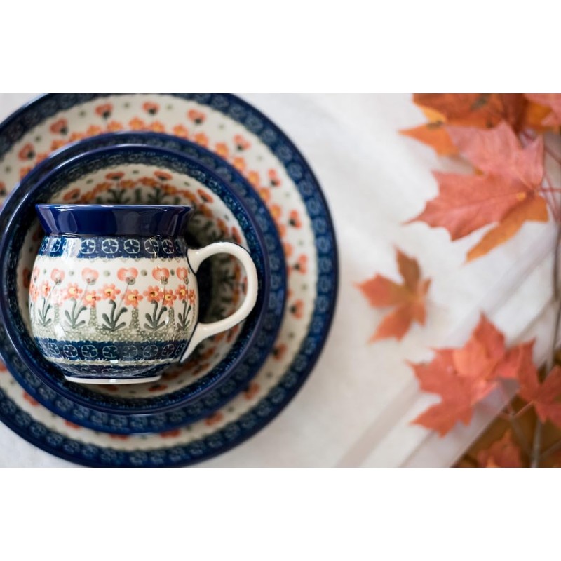Blue Rose Polish Pottery Peach Posy Bubble Mug