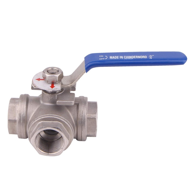 DERNORD 3-Way Ball Valve, T Mounting Pad, Stainless Steel 304