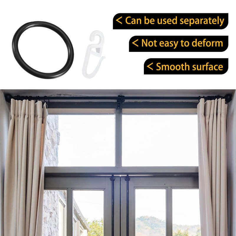 70 x Plastic Rings with Folding Hooks, Plastic Curtain Rings
