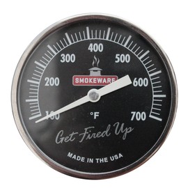 SmokeWare Temperature Gauge – 3-inch Face, 0-700°F Range, Black, Replacement Thermometer for Big Green Egg Grills, Made in The USA