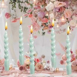 Spiral Taper Candle Unscented Twisted Candlesticks 7.8Inch 2pack Unscented Dripless Twisted Candlesticks for Dinner Party Wedding Valentine's Day Baby Shower and Easter (2, Light Blue, 2pc20cm)