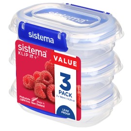 Sistema KLIP IT PLUS Food Storage Containers , 180 ml , 3 Piece Airtight Containers Set , Leak-Proof Seal , Easy Locking Clips , BPA-Free