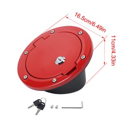 JeCar Fuel Filler Door Locking Gas Cap Cover Exterior Accessories for Jeep Wrangler 2007-2018 JK & Unlimited, Red