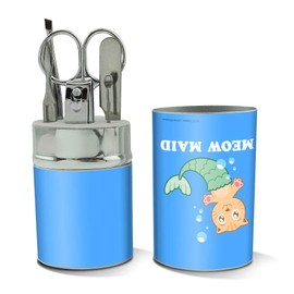 Meowmaid Cat Mermaid Funny Humor Stainless Steel Manicure Pedicure Grooming Beauty Care Travel Kit