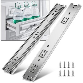 YENUO 1 Pair Full Extension Drawer Slides Side Mount 10 12 14 16 18 20 22 24 Inch Ball Bearing Metal Rails Track Guide Glides Runners Heavy Duty 100 Pound Load (Rolled Steel -1 Pair, 18 Inch)
