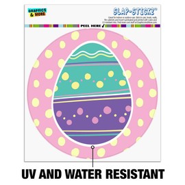 Cute Easter Egg Turquoise Purple Polka Dots Automotive Car Window Locker Circle Bumper Sticker