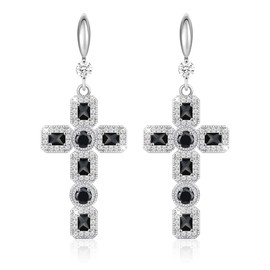 Linawe Cross Earrings Dangling, Women's Earrings in Silver and Gold, Fashion Jewellery Earrings, Crystal Rhinestones, Moissanite Cross Pendant Earrings, Birthstone Earrings Set, Copper Brass Cubic