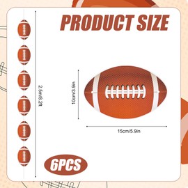 6pcs Football Garland Banner, Prestrung Football Banner Decoration Rugby Banner Sports Theme Party Hanging Decoration for Birthday Party Home Classroom Supplies