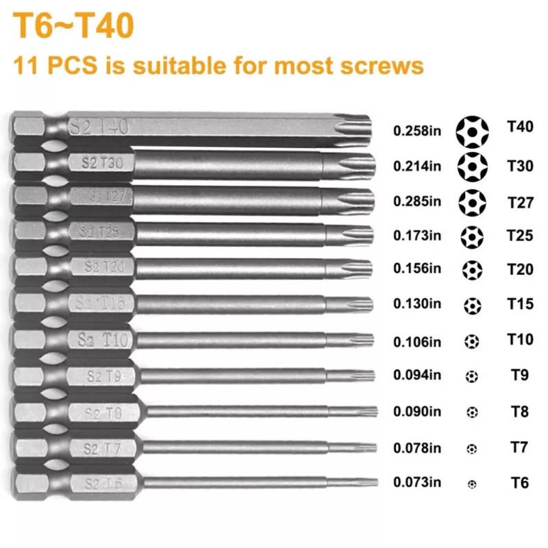 aiyun 11PC Torx Security Screwdriver Bit Set,3”/75mm for Shark Vacuum