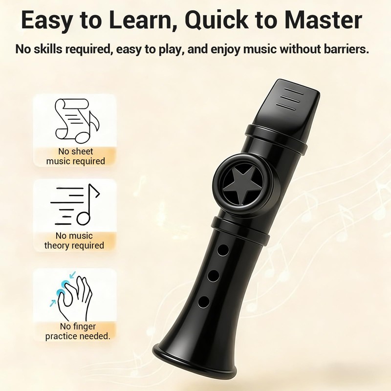 Professional Kazoo for Adults, Premium ABS Musical Instrument, Adjustable Tone,