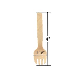 WHTCHSU 4" Mini Wooden Spork 100Pcs, Biodegradable Compostable wood Fork Spoon 2-in-1 Utensil (100pcs/bag)