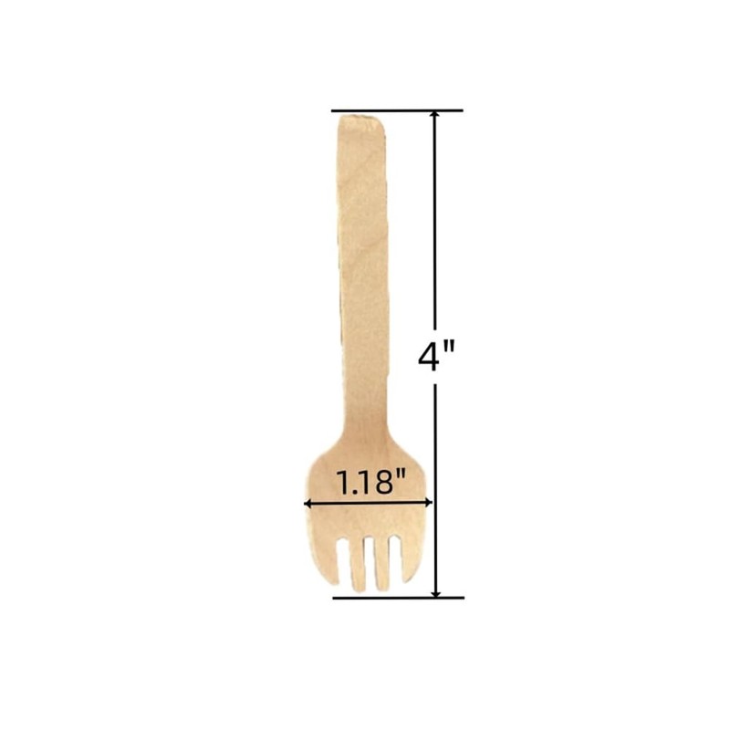 WHTCHSU 4" Mini Wooden Spork 100Pcs, Biodegradable Compostable wood Fork