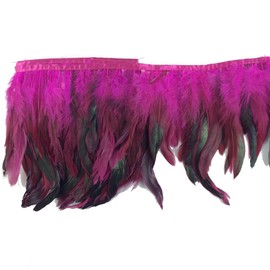 Sowder Rooster Hackle Feather Fringe Trim 5-7" in Width Pack of 5 Yards(fuchsia)