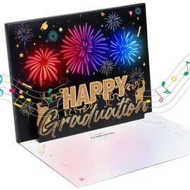 Alaiyaky Graduation Card 3D Pop-up Music Lights 2024 Graduation Cards with Fireworks Graduation Celebration Gifts for High School College,University Master's