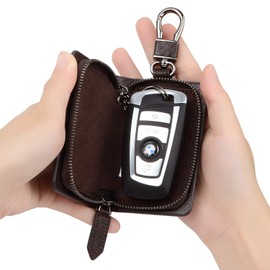 VISOUL Smart Key Case, Genuine Italian Leather, Cover Type, Key Chain, Cowhide Leather, Men's, Smart Key, Car, Genuine Leather, Key Cover, Brown, C Leather, Left and Right Opening)