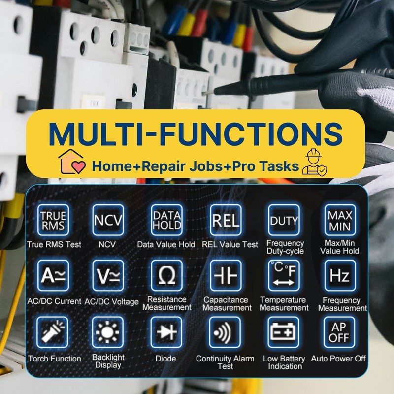 AROETL Digital Clamp Meter Multimeter 1000A AC/DC Amp Voltmeter, Auto-Ranging