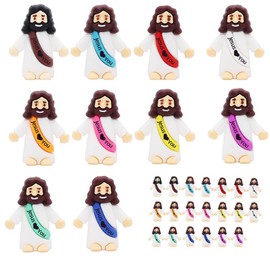 30pcs Little Jesus Figures Jesus Loves You Mini Jesus Figures Hide and Seek Religious Party Favors Sunday School Baptism Gifts - Color: 30pcs-10colors