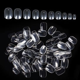600 PCS Children False Nails, 10 Sizes Clear False Nails with Glue Short Oval False Nails Artificial Acrylic Nail Tips for Kids Little Girls DIY Nails