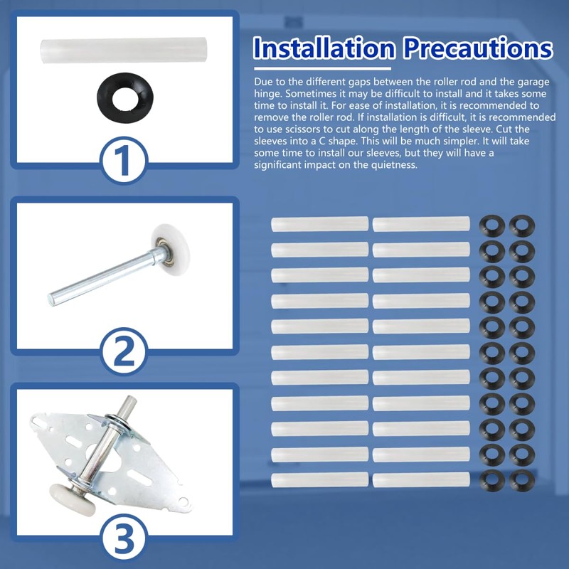 22pcs Garage Door Hinge Quiet Roller Sleeves and 22pcs Roller